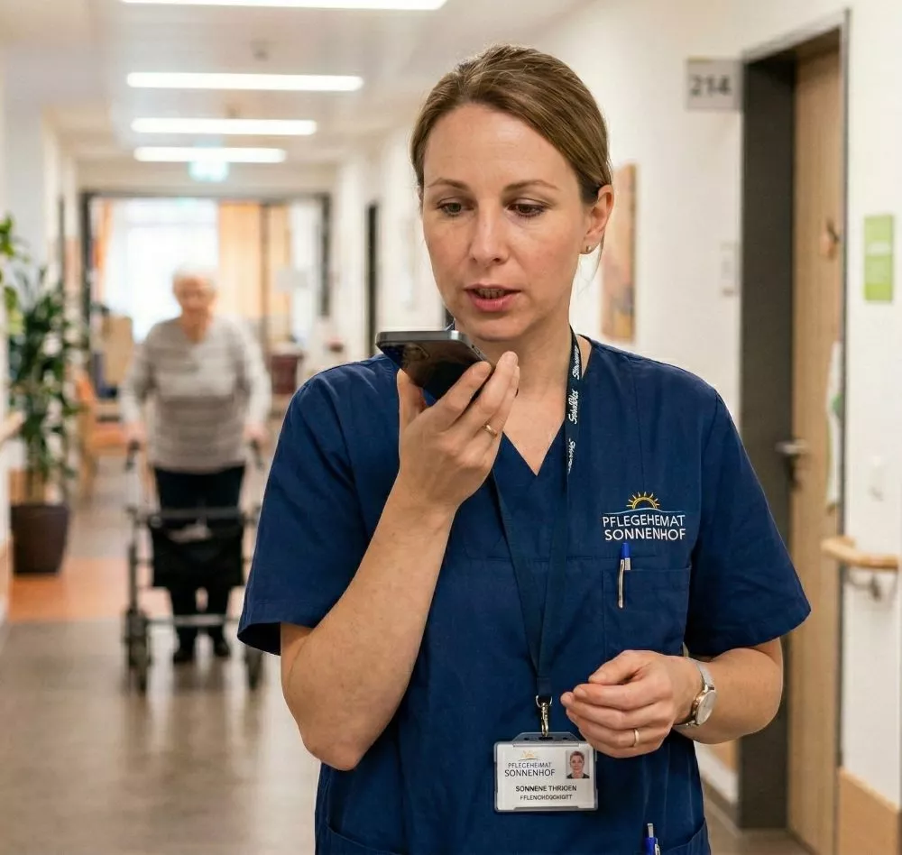 Pflegefachkraft spricht in VociApp