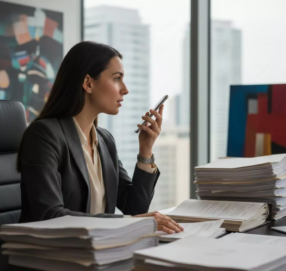 Rechtsanwältin erledigt Aktennotizen mit VociApp